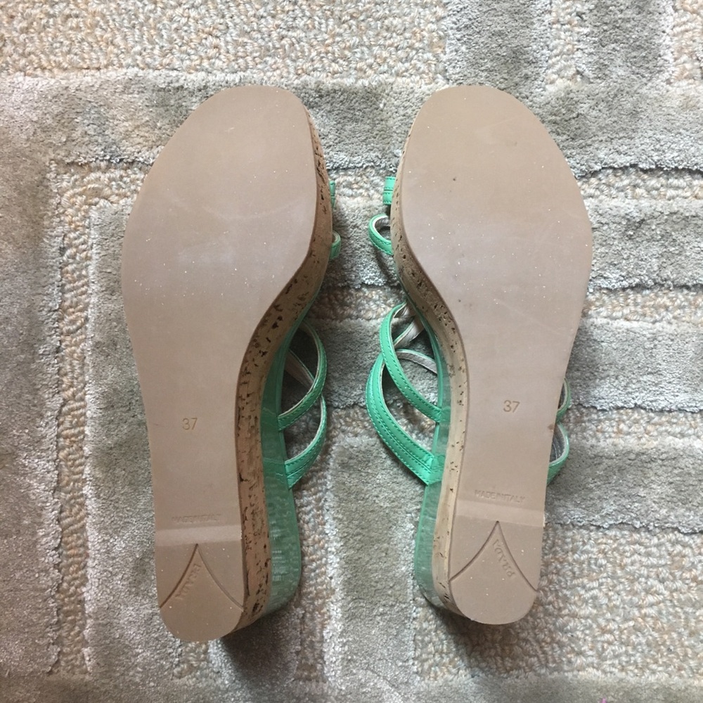 PRADA - Patent Leather Cork wedge sandals Green, 7 - Picture 3 of 5